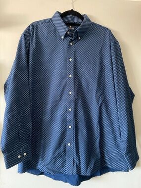 Stafford|Wrinkle-Free Oxford Geometric Print Button Down Shirt|XL|EUC
